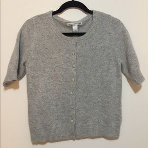 Short Sleeved Cardigan with Flower Jeweled Buttons